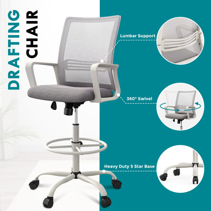 Inbox Zero Jennevy Drafting Chair Tall Home Office Standing Desk